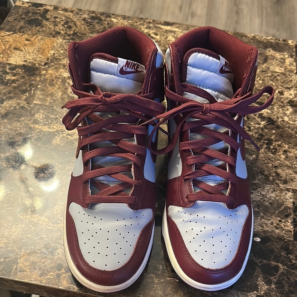 Nike Men's dunk high Maroon and Gray High-Top Sneakers - Picture 2 of 6
